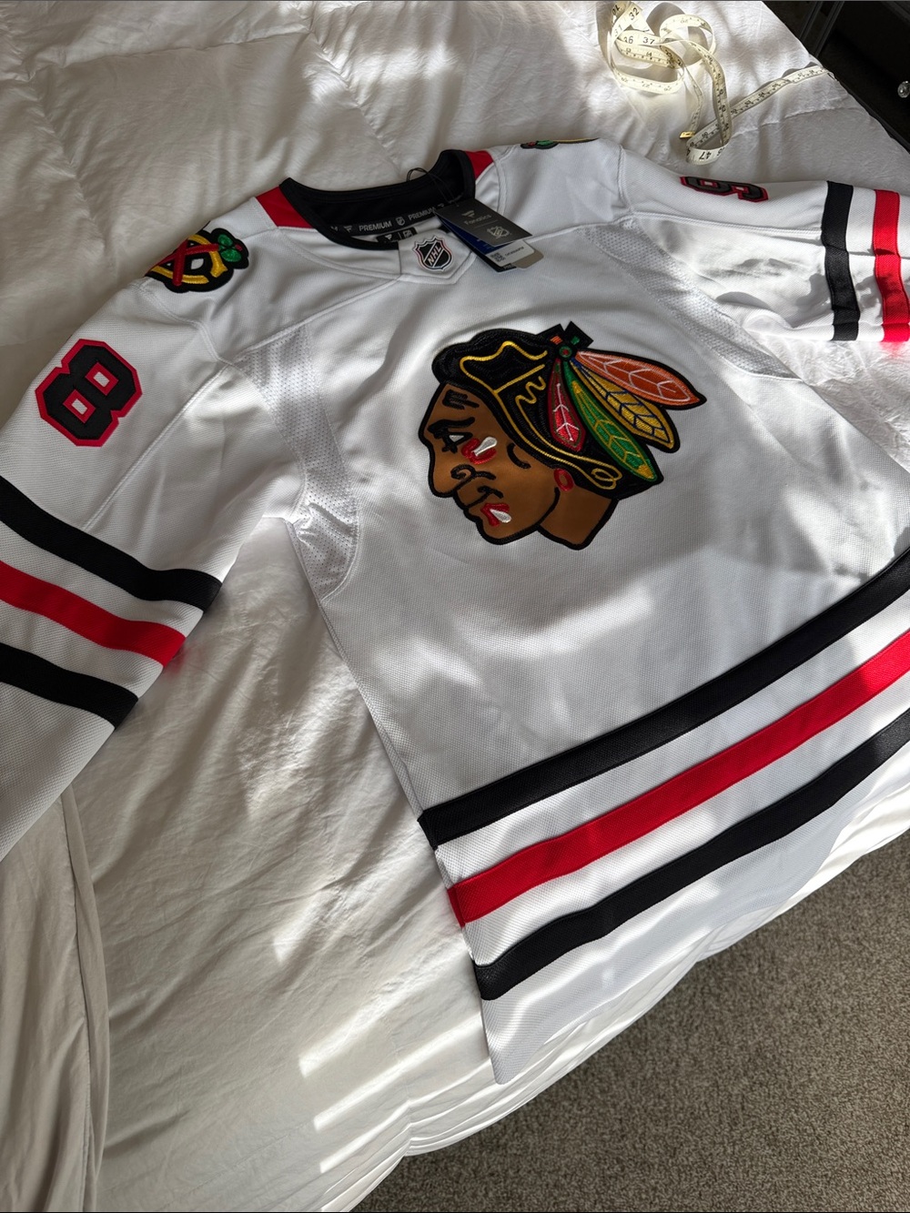 Fanatics White Hockey Jersey with Black & Red Accents